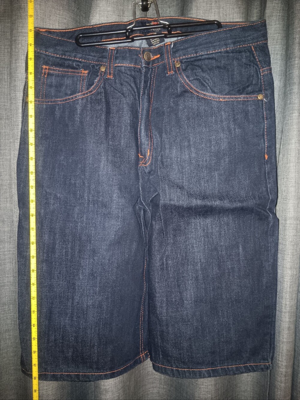 7 For All Mankind Dark Blue Denim Relaxed Jeans with Orange Stitching